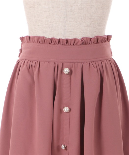 axes femme 粉色後綁帶波浪薄紗裙擺半裙 [BT255]