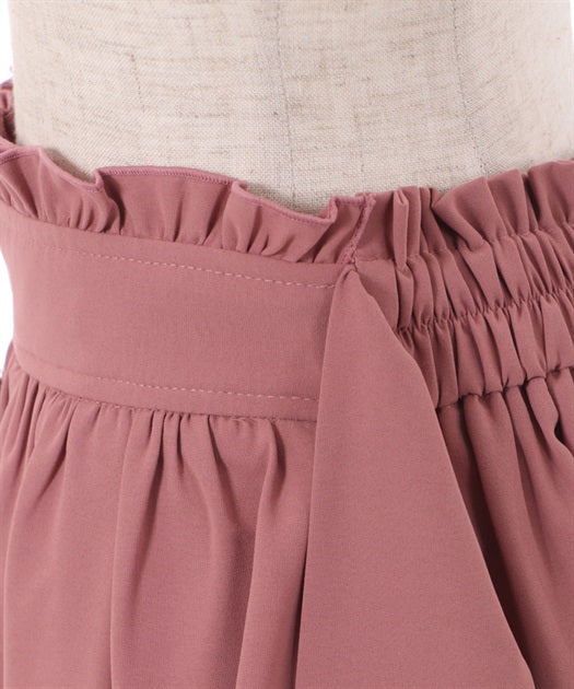 axes femme 粉色後綁帶波浪薄紗裙擺半裙 [BT255]