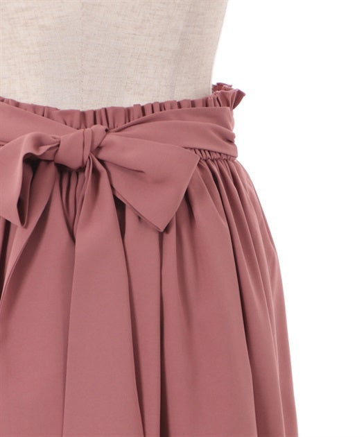 axes femme 粉色後綁帶波浪薄紗裙擺半裙 [BT255]