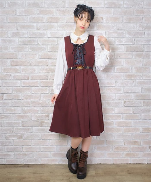 axes femme 德國民族風綁帶蕾絲圍裙連身裙 [OP237]