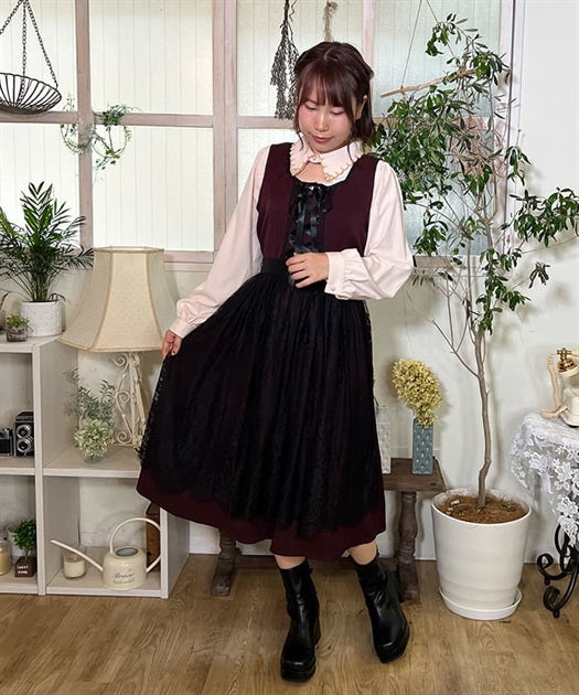 axes femme 德國民族風綁帶蕾絲圍裙連身裙 [OP237]