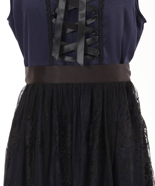 axes femme 德國民族風綁帶蕾絲圍裙連身裙 [OP237]