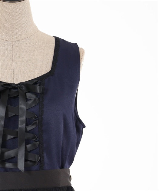 axes femme 德國民族風綁帶蕾絲圍裙連身裙 [OP237]