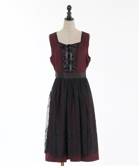 axes femme 德國民族風綁帶蕾絲圍裙連身裙 [OP237]