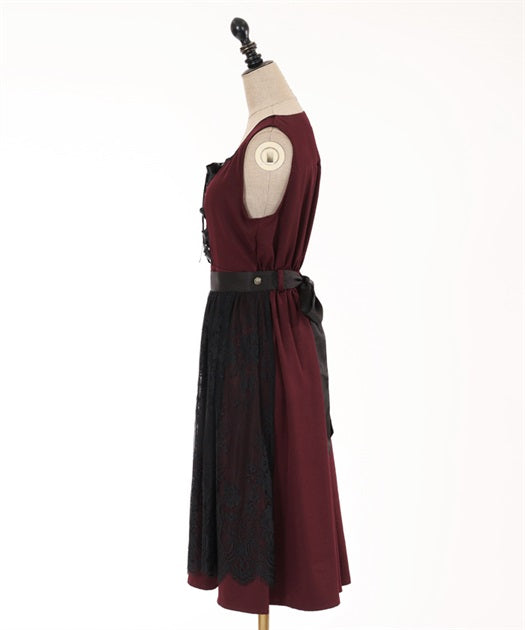 axes femme 德國民族風綁帶蕾絲圍裙連身裙 [OP237]