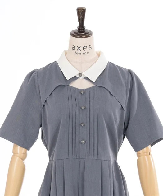 axes femme 學院風領口鏤空連身裙 [OP332]