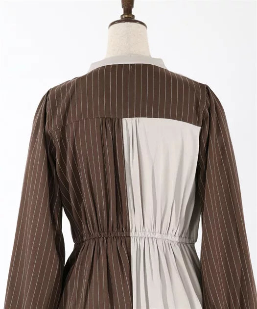 axes femme 領口鏤空雙色不對稱下擺連身裙 [OP333]