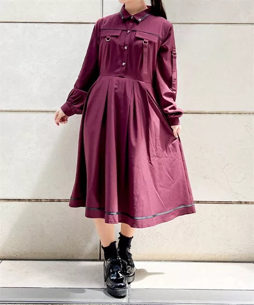 axes femme 軍裝風襯衫連身裙 [OP331]