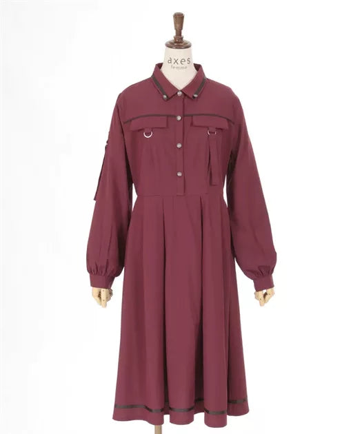 axes femme 軍裝風襯衫連身裙 [OP331]