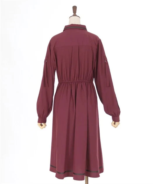 axes femme 軍裝風襯衫連身裙 [OP331]