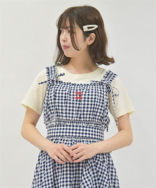 axes femme 車厘子刺繡格仔背心 [TP400]