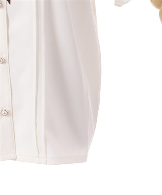 axes femme 前鏤空蕾絲線帶綁帶襯衫 [TP258]