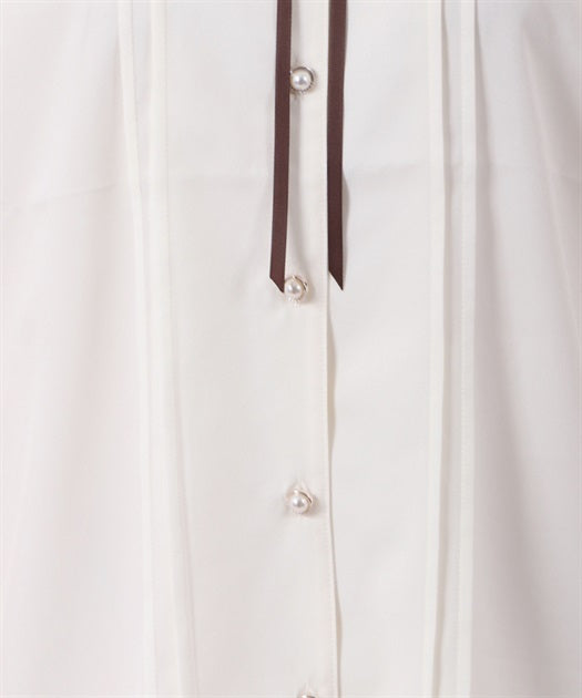 axes femme 前鏤空蕾絲線帶綁帶襯衫 [TP258]