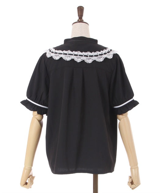 axes femme 前鏤空蕾絲線帶綁帶襯衫 [TP258]