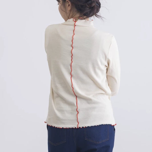 Ruffle 拼色高領上衣 3色［TP372]