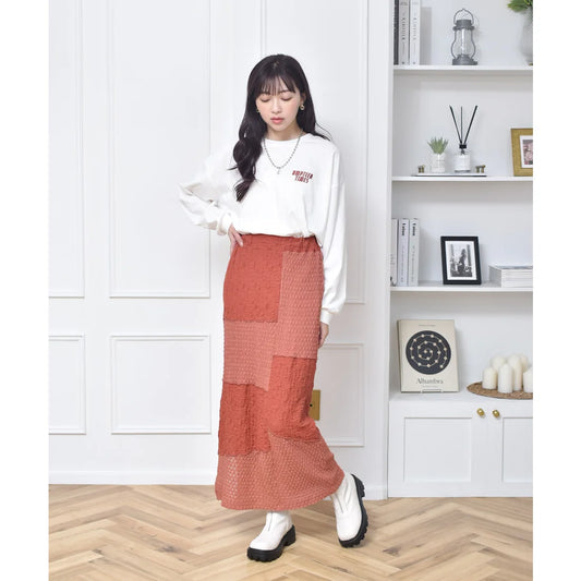 ems excite 不對稱紋理設計側開衩長裙 [BT205]