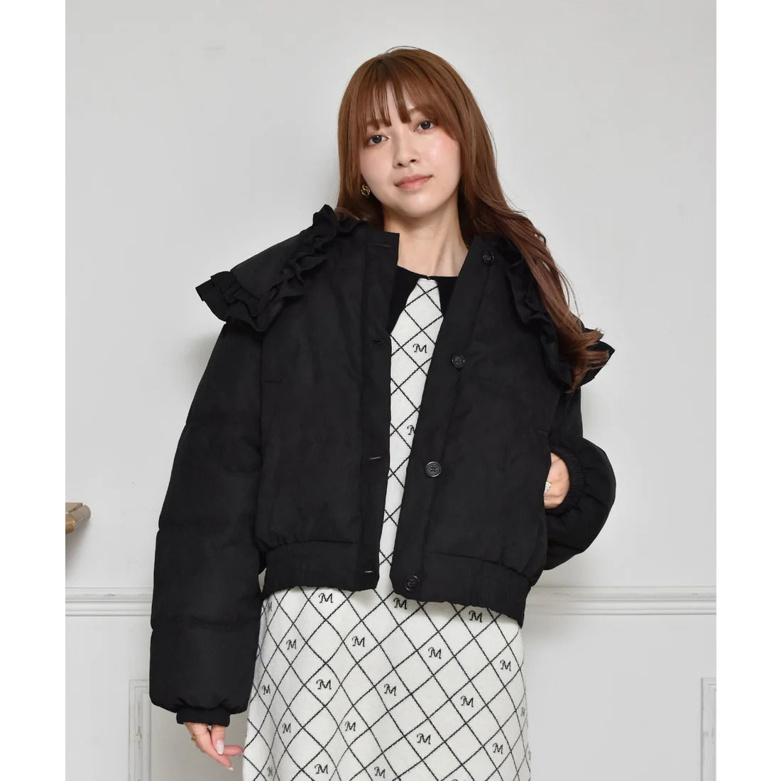 ems excite Ruffle大領子夾綿外套 [OT206]