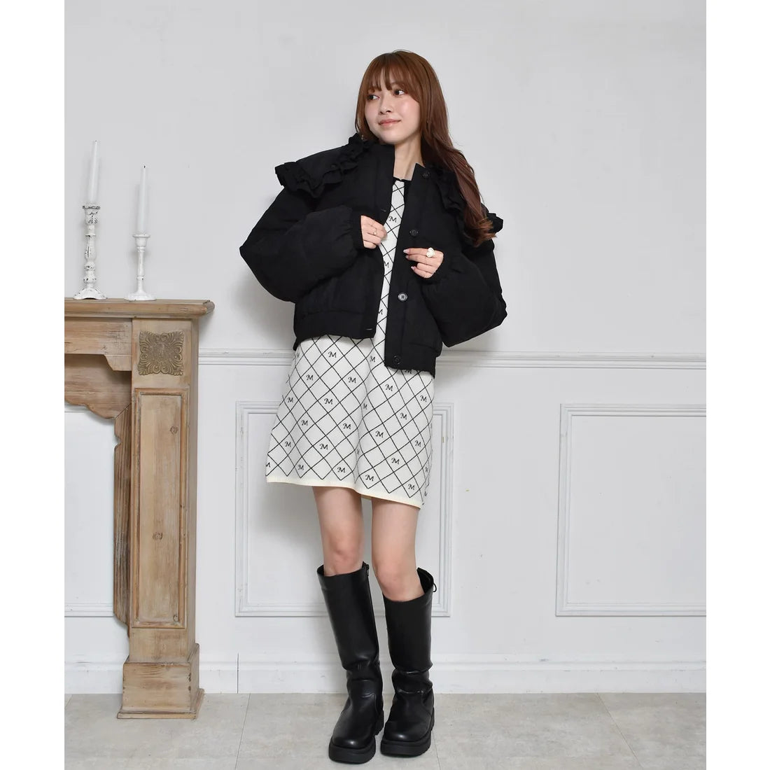 ems excite Ruffle大領子夾綿外套 [OT206]