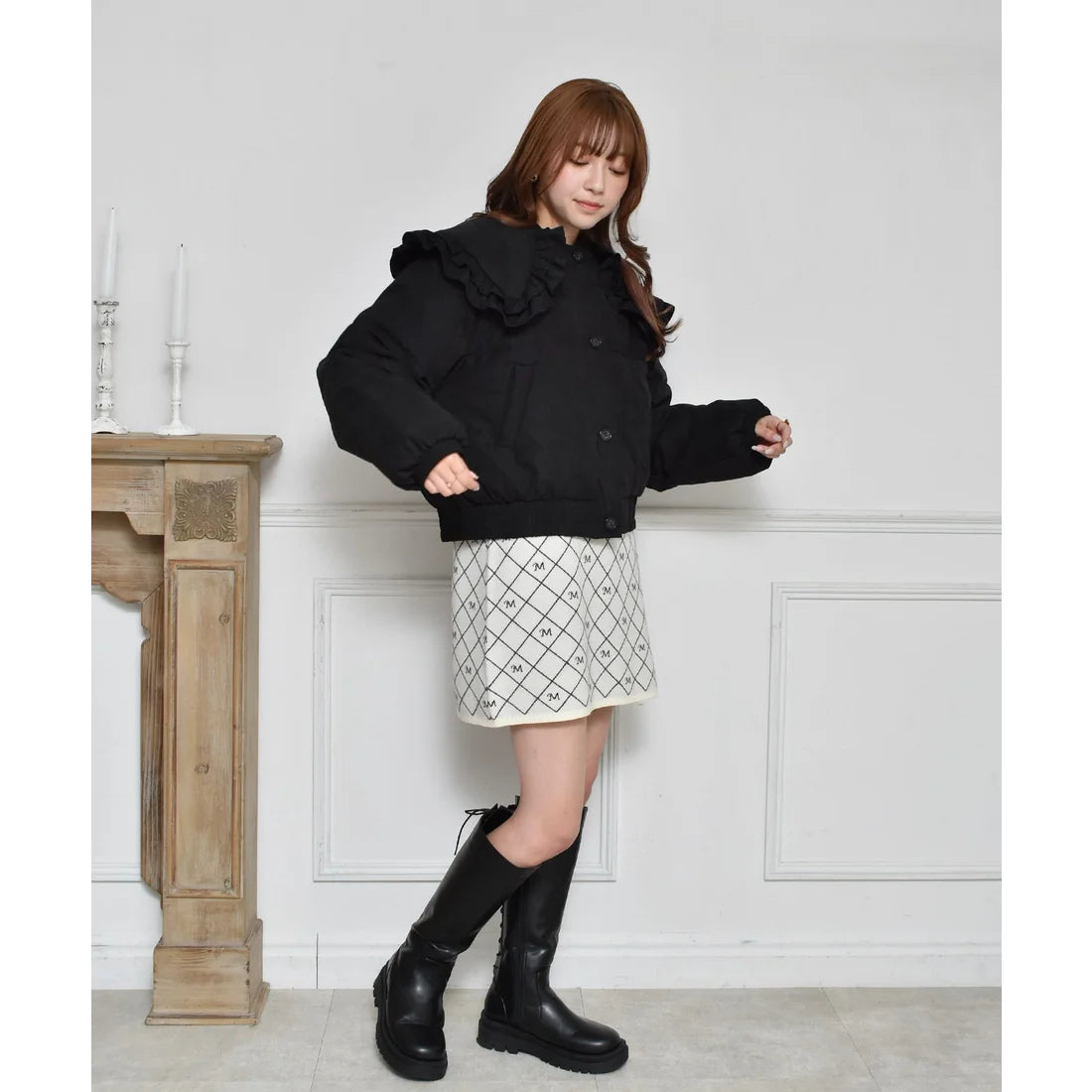 ems excite Ruffle大領子夾綿外套 [OT206]