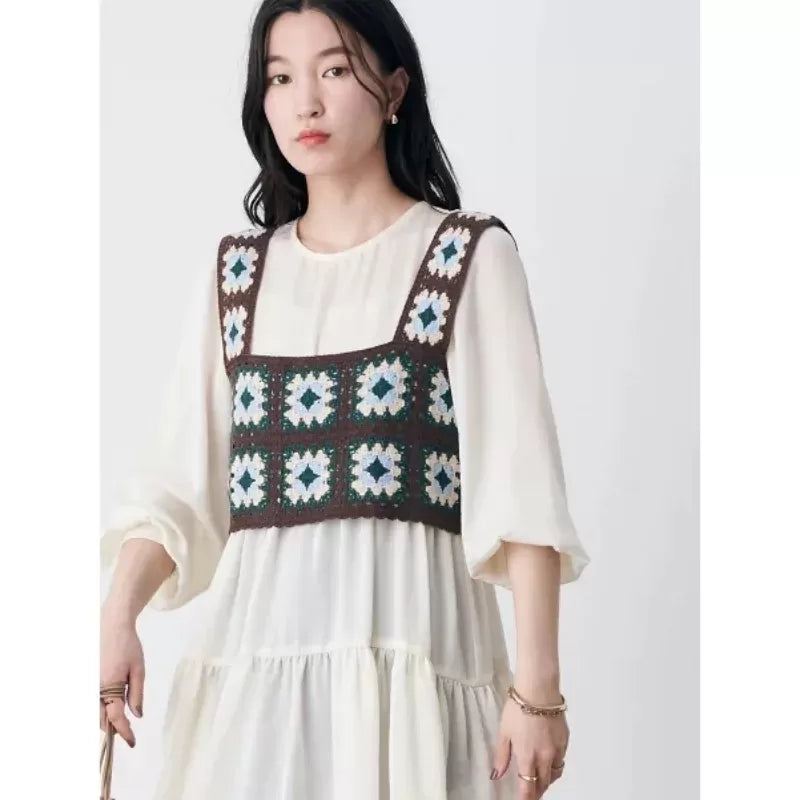 earth music & ecology 方形鉤針花卉吊帶上衣 [TP23]