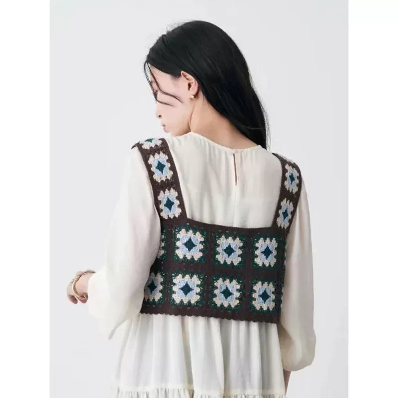 earth music & ecology 方形鉤針花卉吊帶上衣 [TP23]