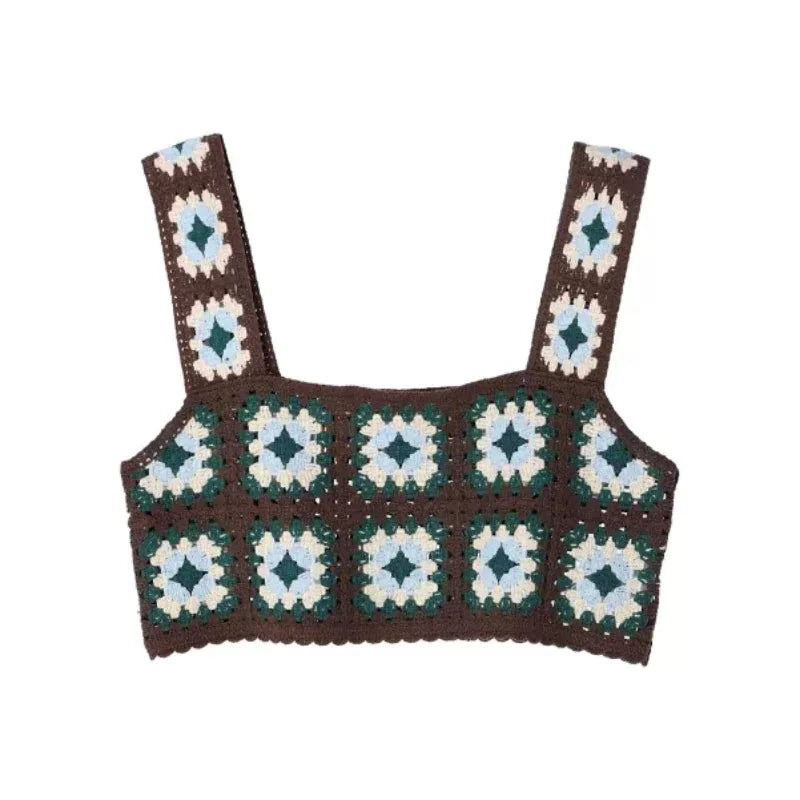 earth music & ecology 方形鉤針花卉吊帶上衣 [TP23]