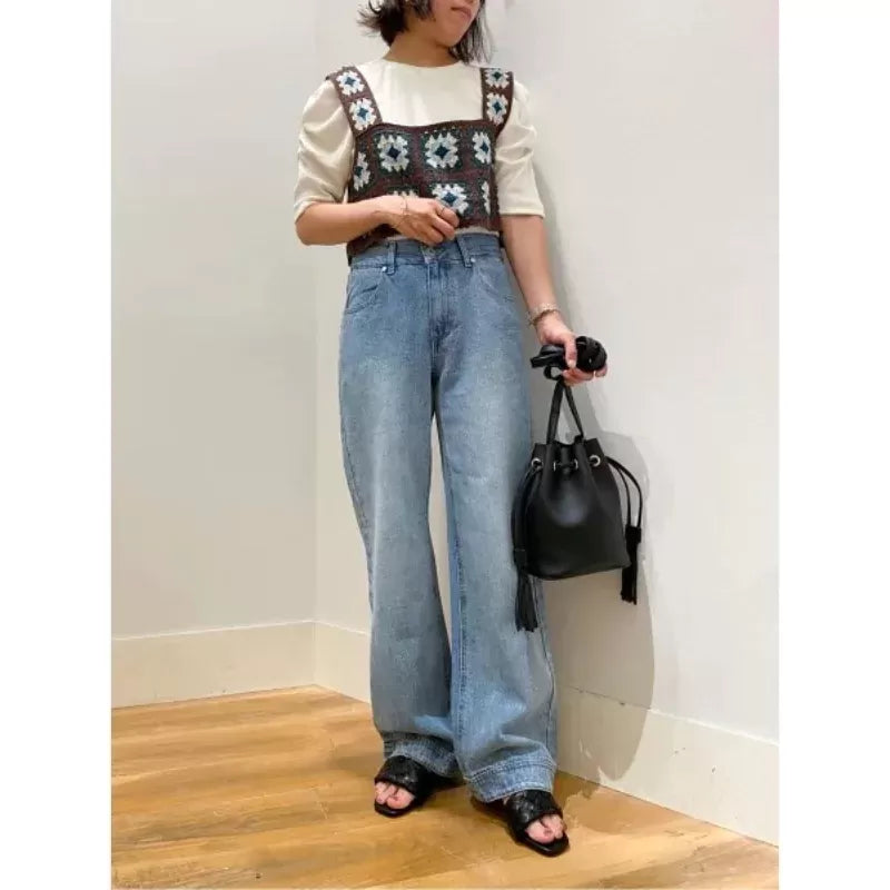 earth music & ecology 方形鉤針花卉吊帶上衣 [TP23]