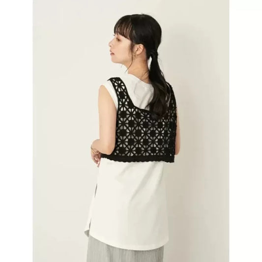 earth music & ecology 花卉鉤針織小背心 x 長背心套裝 2色 [TP27]