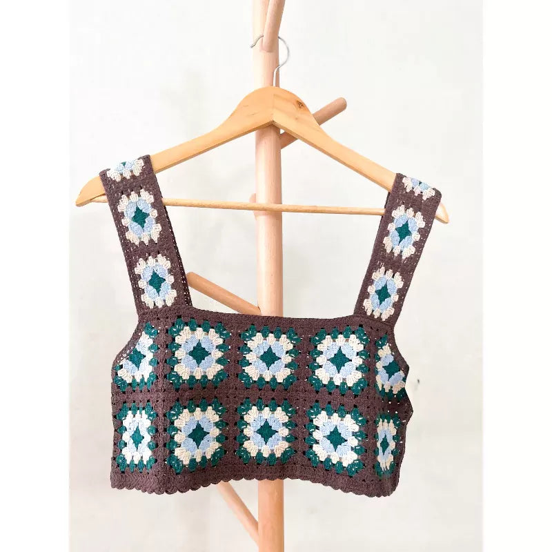 earth music & ecology 方形鉤針花卉吊帶上衣 [TP23]