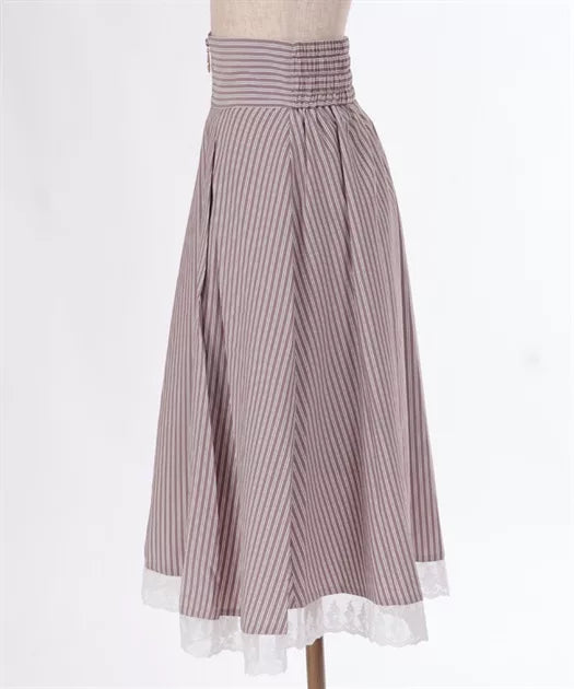 axes femme條紋蕾絲拉鍊半身裙 2色 [BT295]