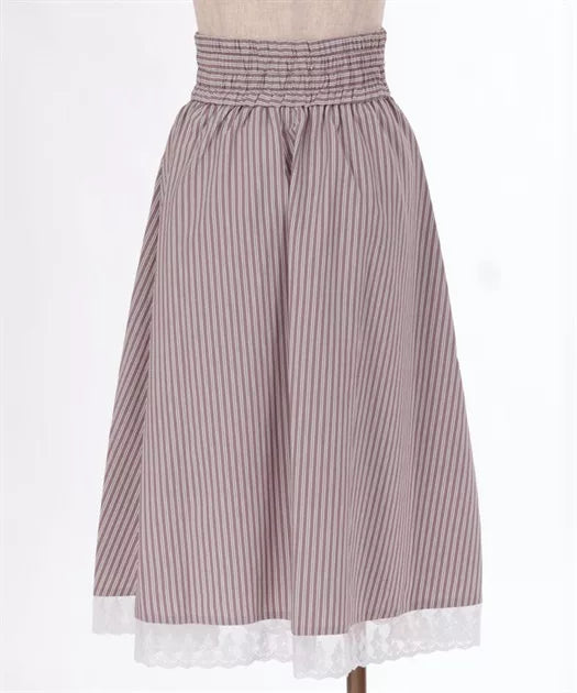 axes femme條紋蕾絲拉鍊半身裙 2色 [BT295]