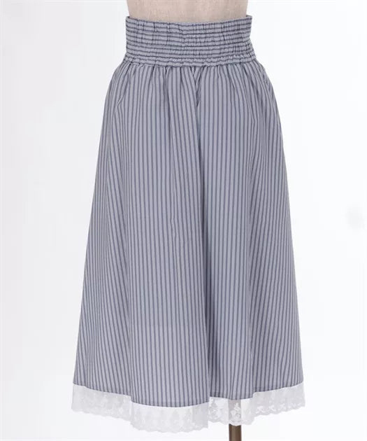 axes femme條紋蕾絲拉鍊半身裙 2色 [BT295]