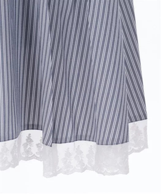 axes femme條紋蕾絲拉鍊半身裙 2色 [BT295]