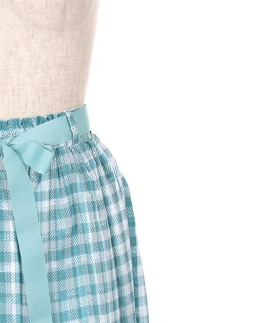 axes femme 田園風薄荷巧克力冰淇淋印花格仔半身裙 2色 [BT297]