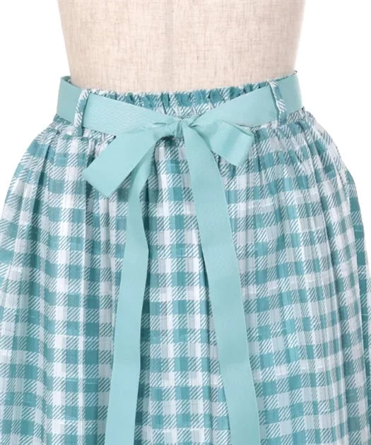 axes femme 田園風薄荷巧克力冰淇淋印花格仔半身裙 2色 [BT297]