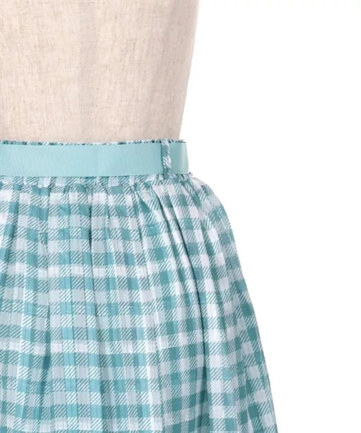 axes femme 田園風薄荷巧克力冰淇淋印花格仔半身裙 2色 [BT297]
