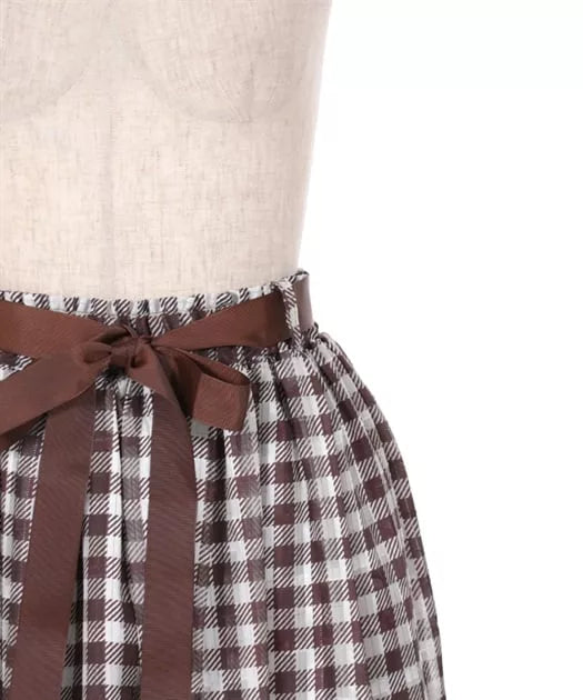 axes femme 田園風薄荷巧克力冰淇淋印花格仔半身裙 2色 [BT297]