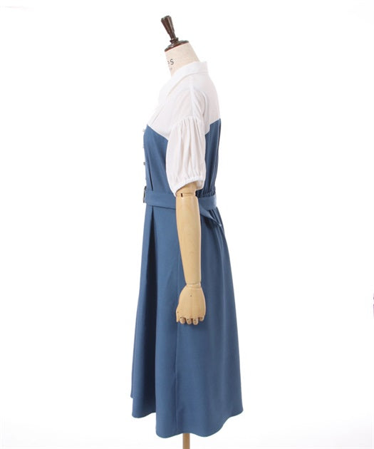 axes femme 附腰帶拼接設計連身裙 2色 [OP266]