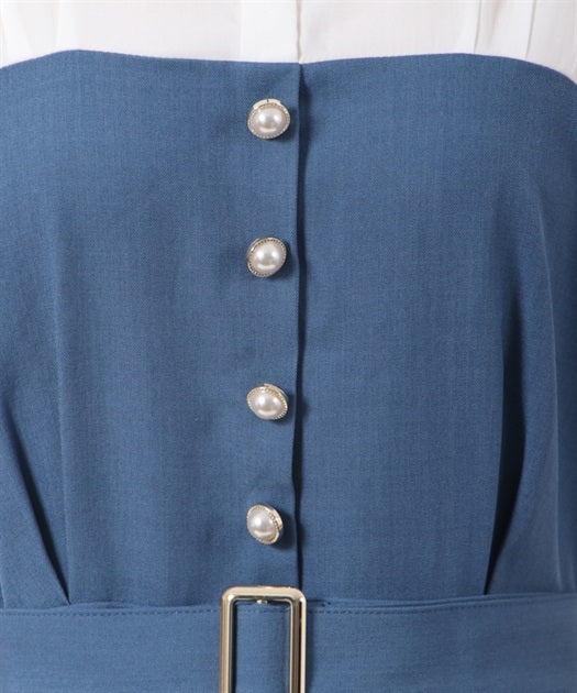 axes femme 附腰帶拼接設計連身裙 2色 [OP266]