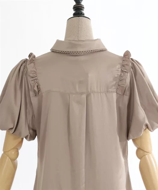 axes femme 荷葉邊束腰泡泡下擺連身裙 2色 [OP341]