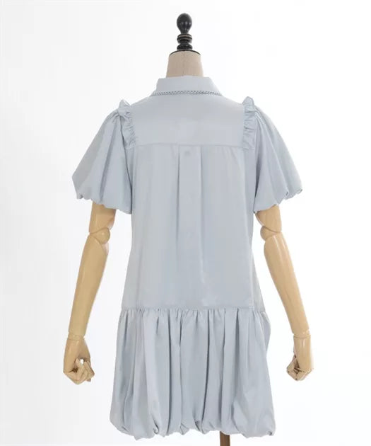 axes femme 荷葉邊束腰泡泡下擺連身裙 2色 [OP341]