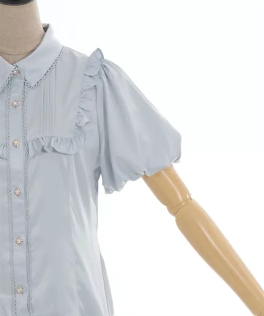 axes femme 荷葉邊束腰泡泡下擺連身裙 2色 [OP341]