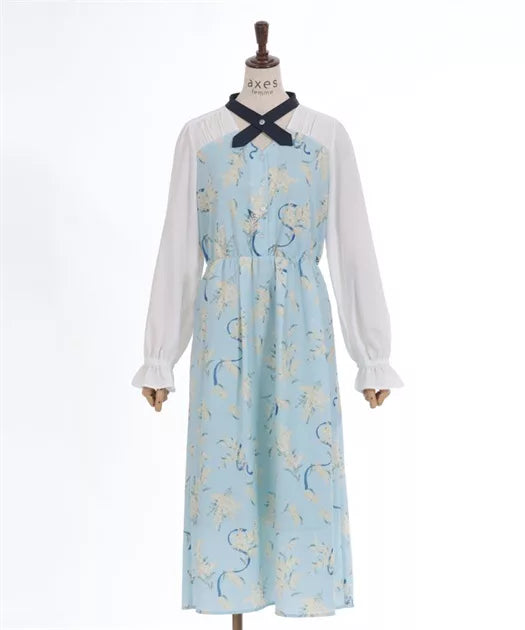 axes femme 交叉繫帶含羞草小黃花連身裙 [OP335]