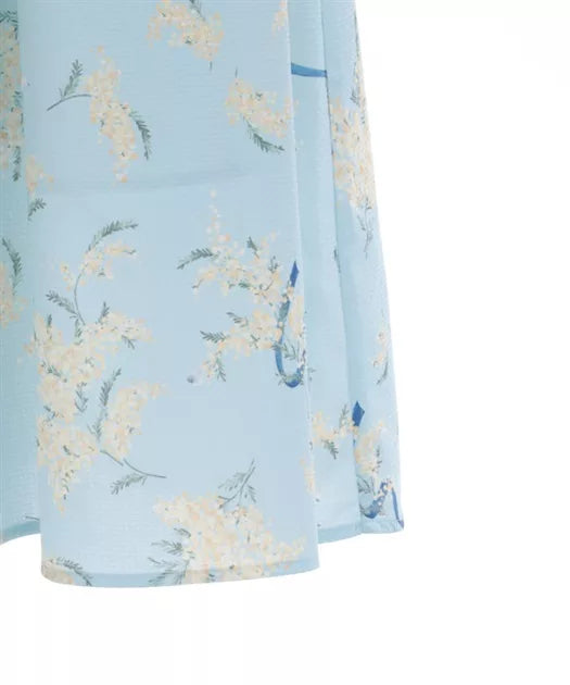 axes femme 交叉繫帶含羞草小黃花連身裙 [OP335]