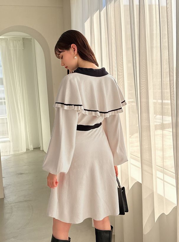 GRL 斗篷拼色針織連身裙 [OP126]