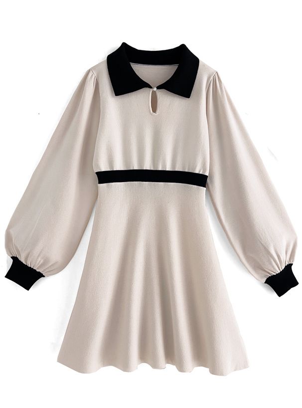 GRL 斗篷拼色針織連身裙 [OP126]