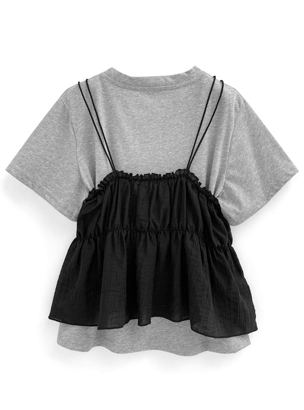 GRL Ruffle吊帶上衣 x T-shirt 套裝 2色 [TP374]