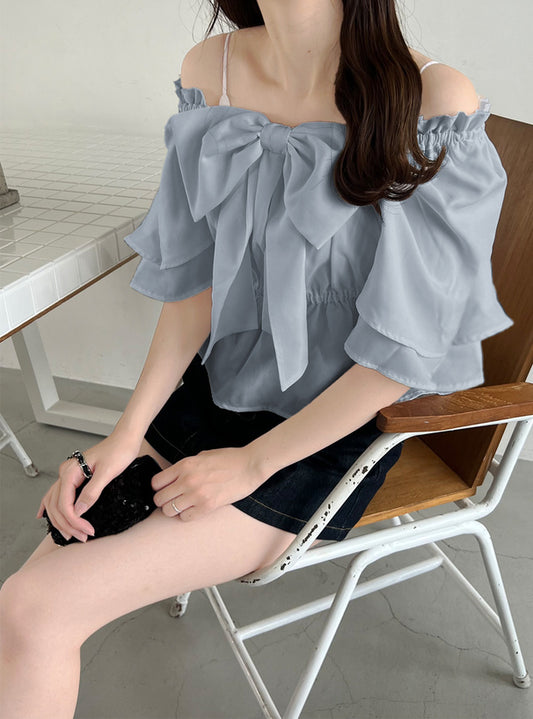 GRL 2way大蝴蝶結荷葉邊上衣 2色 [TP285]