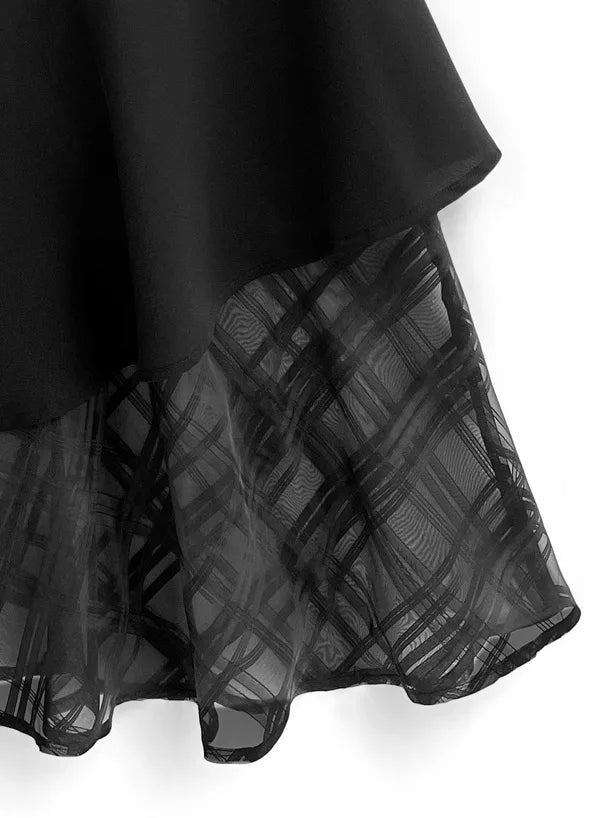 GRL 透明格紋不對稱半身裙 [BT0185]