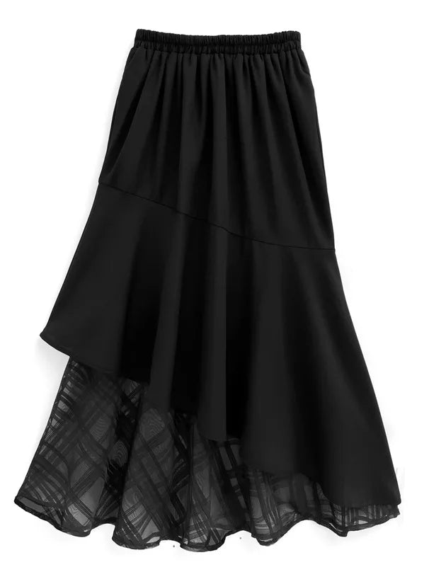 GRL 透明格紋不對稱半身裙 [BT0185]